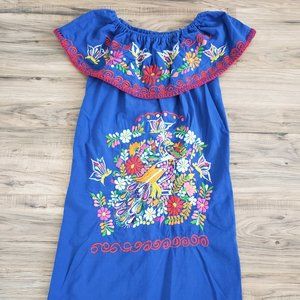 Mexican Campesina Dress Off Shoulder Frida Kahlo